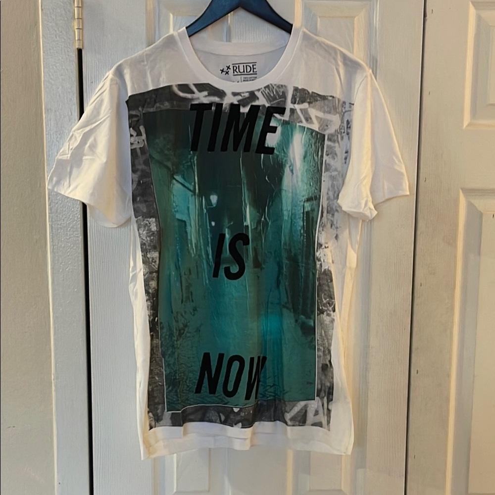RUDE Short Sleeve T-Shirt With Graphic Design Size Medium In White